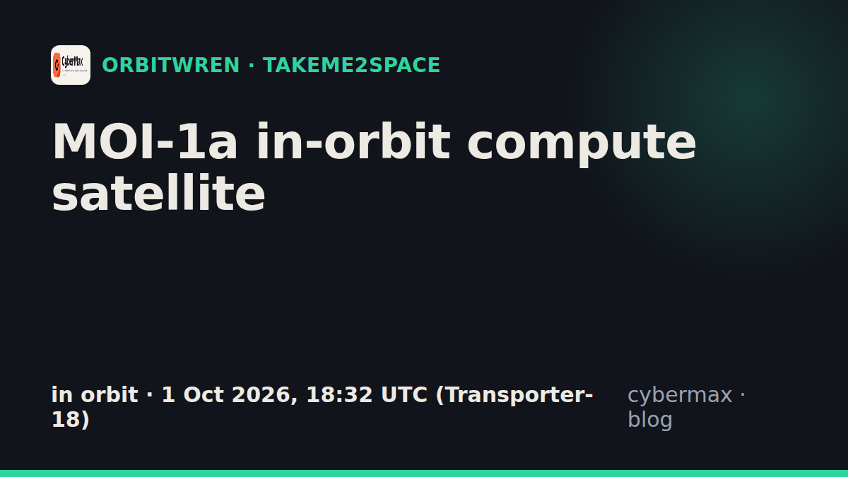 TakeMe2Space MOI-1a in-orbit compute satellite: status, hardware, launch (in orbit)