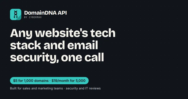 DomainDNA API: Any website's tech stack and email security, one call