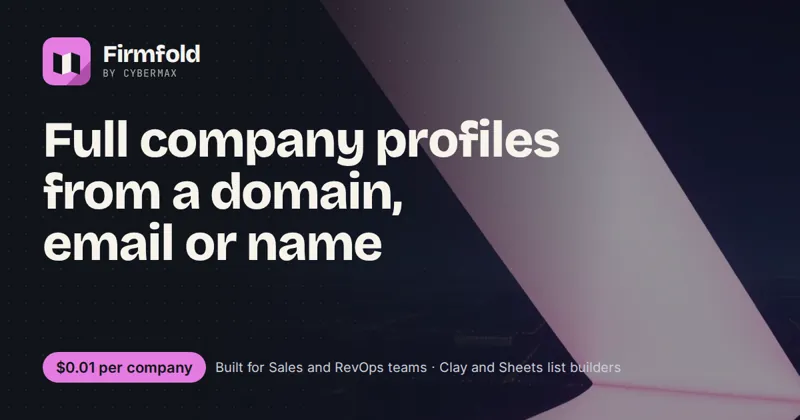 Firmfold: Full company profiles from a domain, email or name