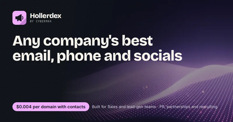 Hollerdex: Any company's best email, phone and socials
