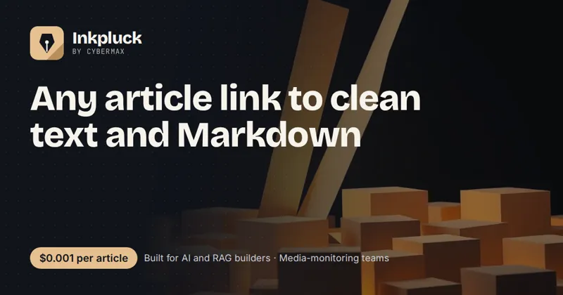 Inkpluck: Any article link to clean text and Markdown