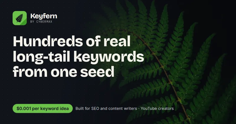 Keyfern: Hundreds of real long-tail keywords from one seed