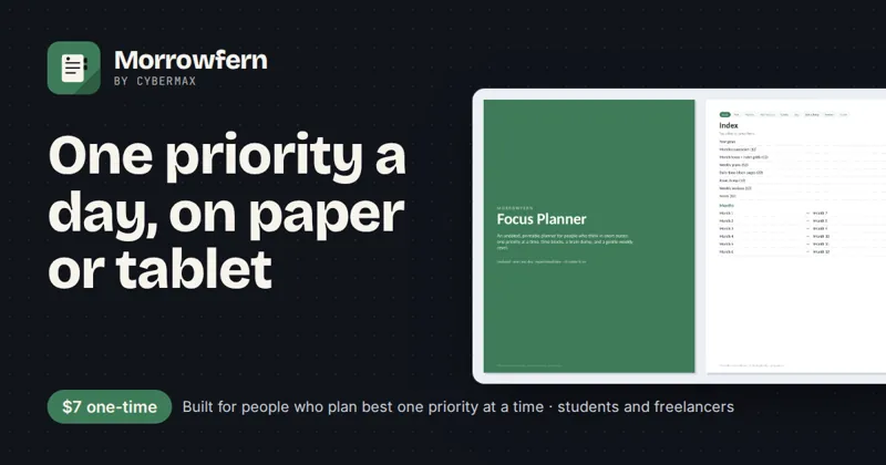 Morrowfern Focus Planner: One priority a day, on paper or tablet