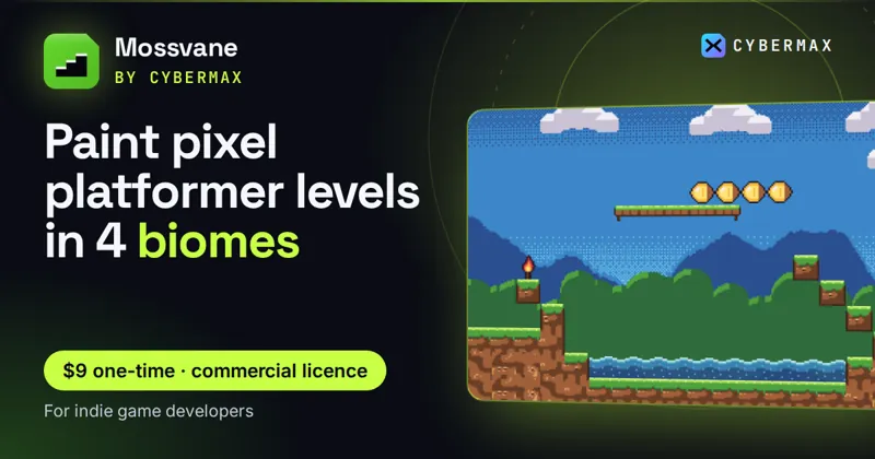 Mossvane Tileset: Paint pixel platformer levels in 4 biomes