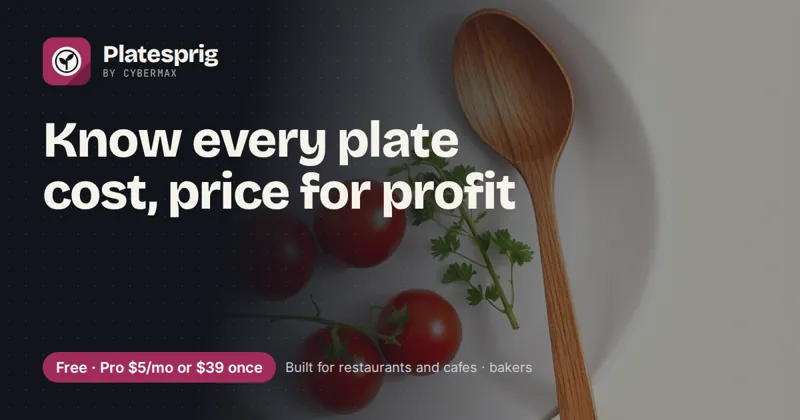 Platesprig: Know every plate cost, price for profit