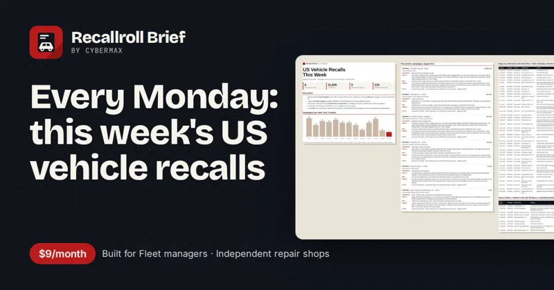 Recallroll Brief: Every Monday: this week's US vehicle recalls