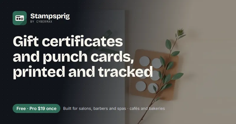 Stampsprig: Gift certificates and punch cards, printed and tracked