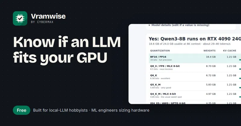 Vramwise: Know if an LLM fits your GPU