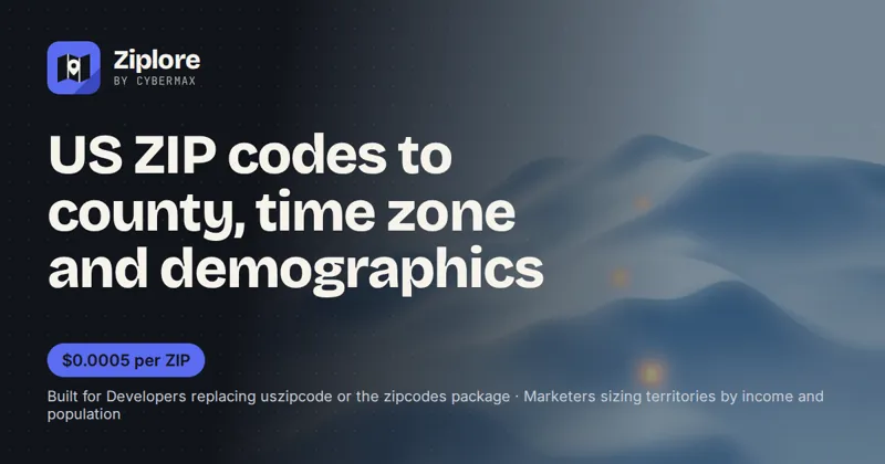 Ziplore API: US ZIP codes to county, time zone and demographics